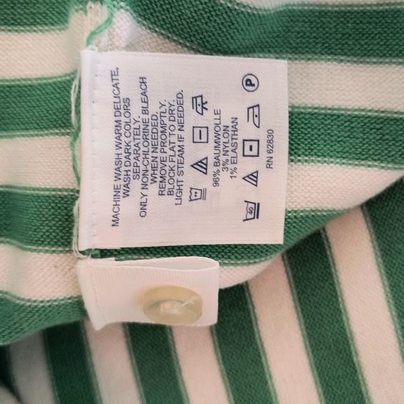 Lands" End NWT Green White striped button down knit cardigan Womens size L - Picture 12 of 14